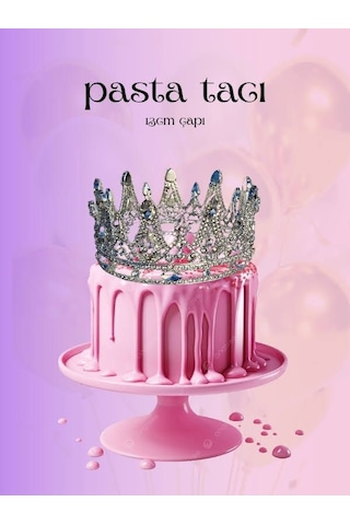 Pasta Tacı Doğum Günü Taçı Kraliçe Tacı Pasta Tacı Kına Düğün Tacı Kral Gümüş Kaplama 13cm Silver