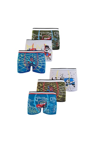 Erkek Çocuk Karakterli Boxer Pamuklu Renkli Ekonomik Rahat 6'lı