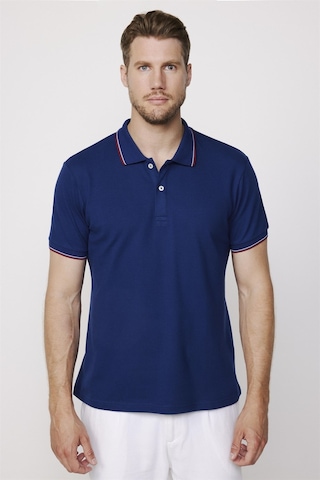 Tudors Erkek Polo Yaka Slim Fit Yaka Ve Kol Şeritli Pike Lacivertvert Tişört-27647-Lacivertvert Lacivert