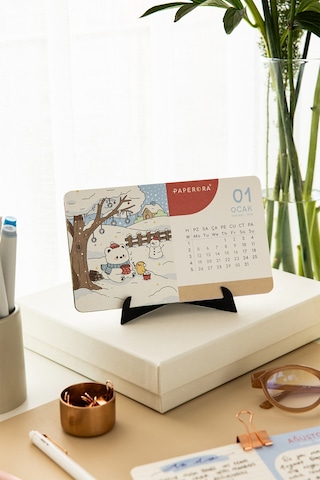 2026 Yılı Karton Ayaklı Masa Takvimi Kawaii - 12x20 Cm