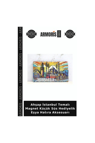 Ahşap İstanbul Temalı Magnet Küçük Süs Hediyelik Eşya Hatıra Aksesuarı Çok Renkli