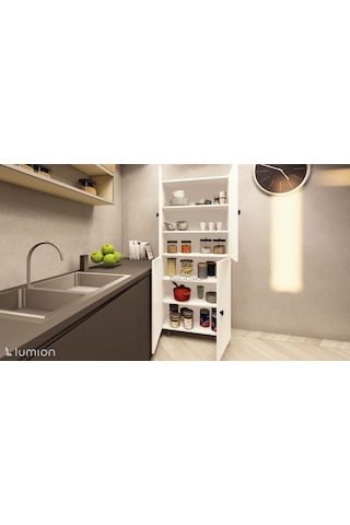 Natura Çok Amaçlı Mutfak Banyo Ayakkabılık Dolabı 60 Cm 6 Bölmeli