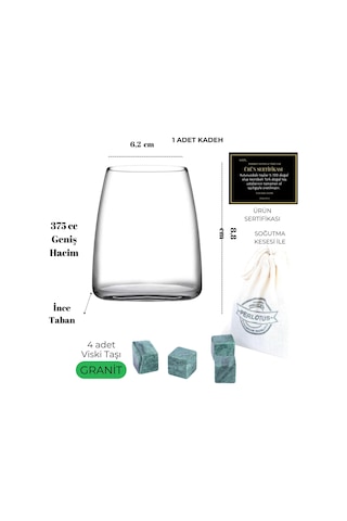 Perlotus Bournot Viski Bardağı Ve 4 Lü Yeşil Granit Viski Taşı Hediye Beyaz