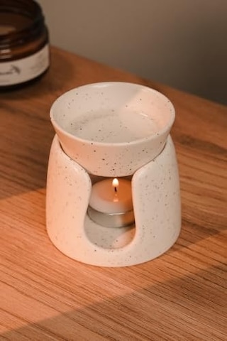Love Bundles Beyaz Özel Tasarım Seramik El Yapımı Buhurdanlık Mumluk Dekoratif 1 Adet Tealight Mum Ile Krem