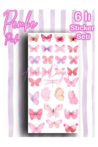Hiras Dizayn Pembe Temalı Sticker Seti 6 Sayfa, Ajanda Ve Scrapbook Çok Renkli