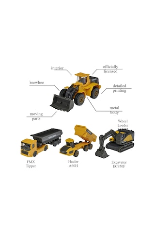 Majorette 1:64 Giftpack 4'lü Araçlar Serisi Volvo Construction