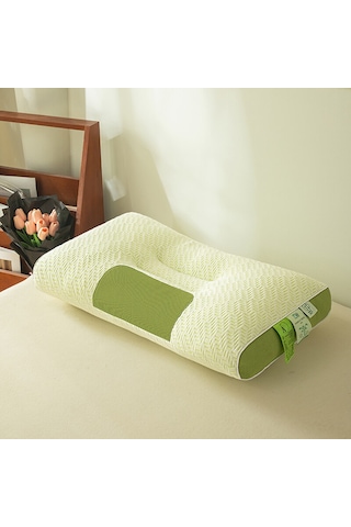 Springsun Bambu Kömürlü Lif Spa Yıkanabilir Boyun Destekli Yastık, İşlenmiş Pamuk Konforlu, Ev Ve Öğrenci Kullanıma Uygun, Yeşil Çay Rengi, 48x74 Cm 900 Gr Diğer