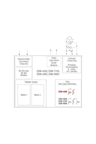 Emko Esm-9900.12011/0000/0000 ,96x96mm 110v..220vac Unıversal Kontak-1a1k Proses Kontrol