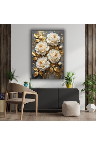 Gold Temalı Dekoratif Cam Tablo -27