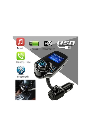 T10 Fm Transmitter Kablosuz Araç İçi Bluetooth Fm Verici Radyo Adaptörü Bluetooth Araç Kiti Usb Girişli