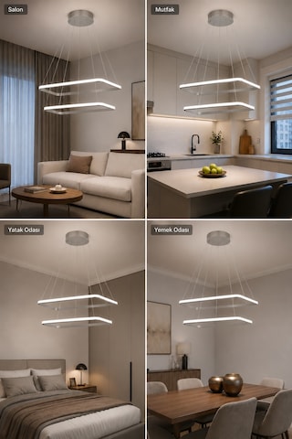 AvizeGO Diva 2'li Led Sarkıt Avize Beyaz Işık Gri