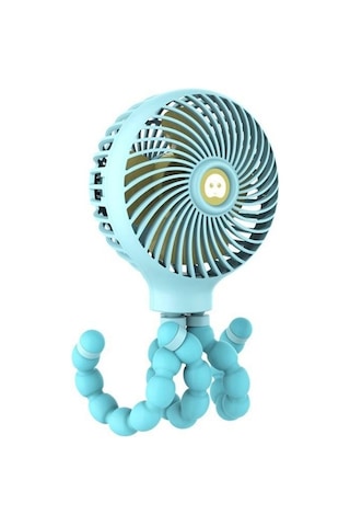 Cbtx Ahtapot Deforme Karikatür Katlanır Usb Şarj Edilebilir Mini El Fanı Mavi