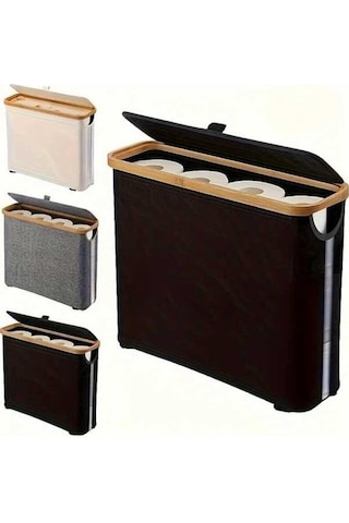 Trendooze Gaojunshop01 Bej Modern Tuvalet Kağıdı Tutucu Kapaklı Kompakt Sepetli Depolama 1 Adet Bej