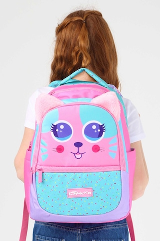 Elatae Su Geçirmez Kumaş Kız Çocuk Çok Gözlü Ortopedik Sırt Okul Çantası L5145 Pembe