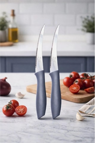 Sebze Ve Meyve Bıçağı, Çelik, Gri, Lazer Kesim Tırtıklı Uç, 22 Cm, 6 Adet