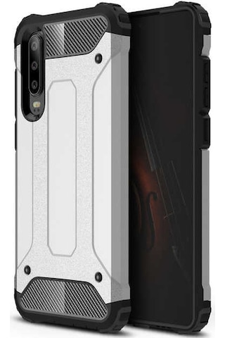 Noktaks - Huawei Uyumlu Huawei P30 - Kılıf Çift Katman Zırh Tank Crash Military Kapak - Gri