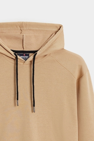 Shooter Sportwear Shooter Erkek Kapüşonlu Kanguru Cepli Düz Rahat Kalıp Sweatshirt Açık Bej