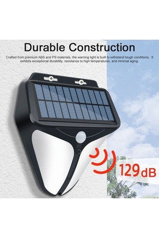Funtree 129db Güneş Enerjili Alarmlı Strobe, Kızılötesi Harekete Duvara Monte Siyah Siyah