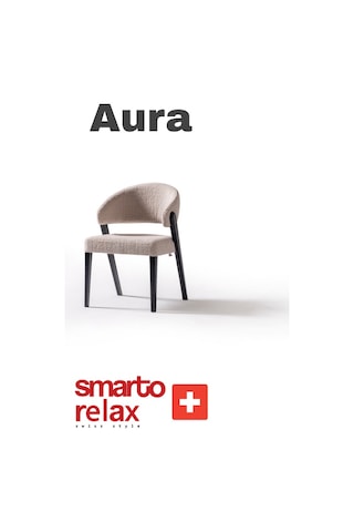 Smarto Relax Aura 2'li Yemek Masası Sandalye Seti - Ahşap/siyah Ayaklı, Krem Kumaş Krem & Siyah