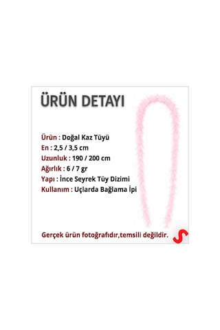 Pembe İnce 7 Gr Otriş Boa Tüy, 3,5 Cm X 2 Mt 1+