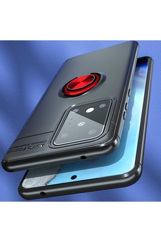 Samsung Galaxy Uyumlu S20 Ultra Kılıf Yüzüklü Magnetli Ravel Case