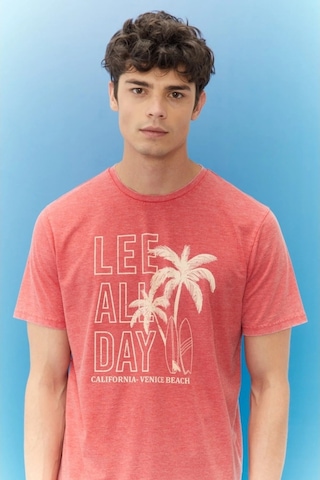 Lee Lightweight Graphic Erkek Kırmızı Bisiklet Yaka Tişört L221059600 Kırmızı