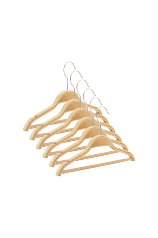 Nyn Ahşap 7-14 Yaş Çocuk Elbise Askısı Naturel Renk 6 Adet