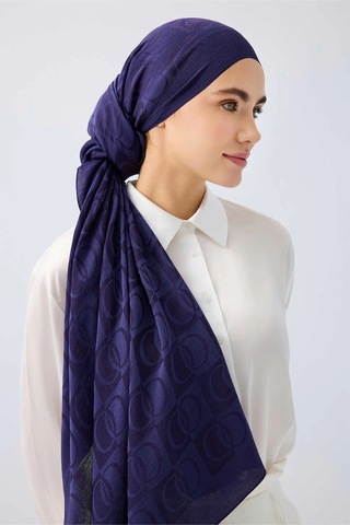 Imannoor İmannoor Dama Desen Lacivert Naia Pamuk Şal 70x200 241-3001-003 Lacivert