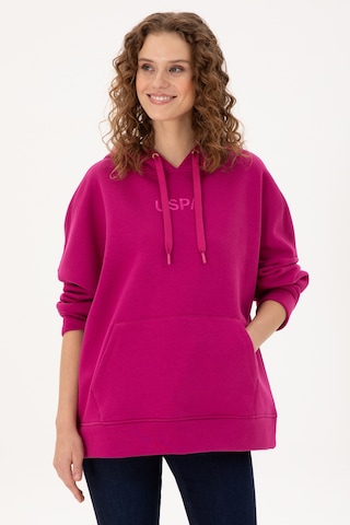 U.S. Polo Assn. Kadın Fuşya Kapüşonlu Sweatshirt 50292370-VR023