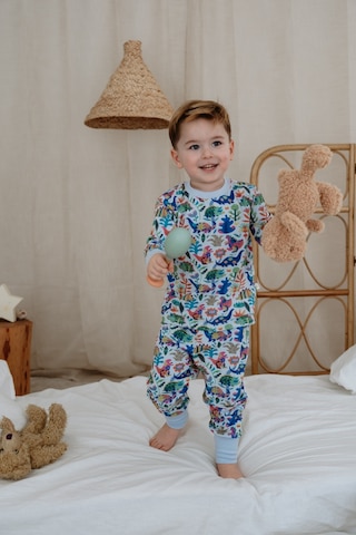Dinozor Baskılı Color Shapes Çocuk Pijama Seti Mavi