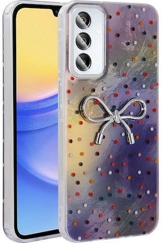 Galaxy A15 Uyumlu Kılıf Kamera Korumalı Figürlü Zore Ponti Silikon Kapak - Lila Lila