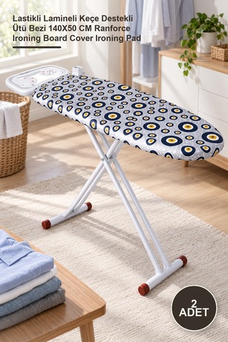 2 Adet Ranforce Keçe Ütü Masası Bezi Lastikli Lamineli Keçe Destekli Ütü Bezi 140x50 Cm Ranforce Ironing Board Cover Ironing Pad Diğer