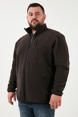 Buratti Regular Fit Dik Yaka Fermuarlı Büyük Beden Polar Erkek Hırka 5906028B Antrasit
