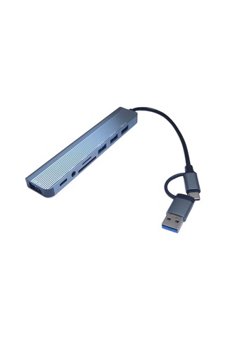 Type C Usb Hub, 8'i 1 Arada Usb 3.0 ,2.0, Type C Veri, 3.5 Ses, Sd/tf Kart Okuyucu