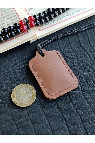 Küçük Dörtgen Cevşen Dualı Kolye Muska Hakiki Deri El Yapımı Çok renkli 09547486