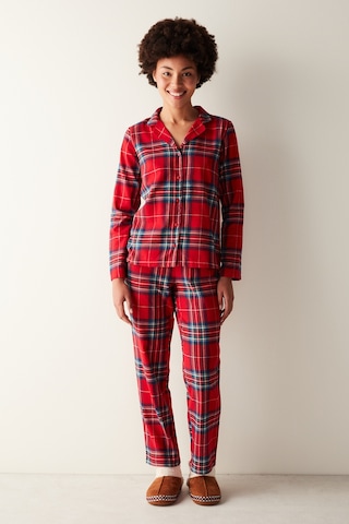 Penti Fam Kırmızı Kareli Gömlek Pantolon Pijama Takımı Kırmızı