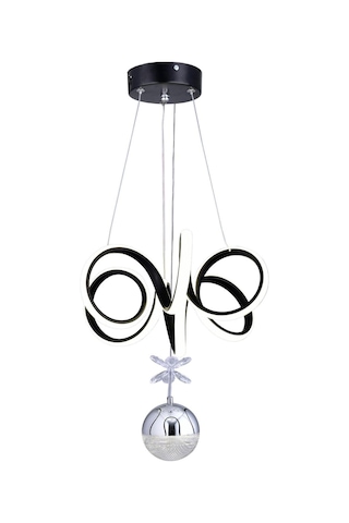 Laura Tek Top Led Sarkıt Avize,siyah,3 Renk Yanabilen Led Avize, Modern Salon Oda Led Avize