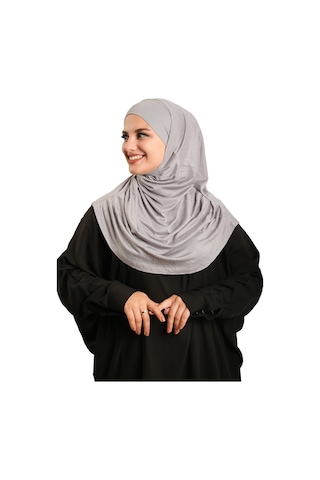Hürrem Bone Gri Pratik Hazır Geçmeli Tesettür Eşarp Viskon Boneli Büyük Boy 1290bv 15 gri