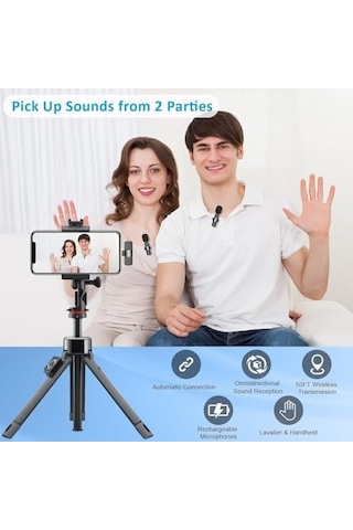 Infomax 2 Li Kablosuz Yaka Mikrofonu Android Uyumlu Type-c Bağlantı Tak Çalıştır Gürültü Azaltma Video Çekim & Canlı Yayın İçin