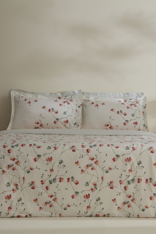 Karaca Home Lilian %100 Pamuk 120 Tel Çift Kişilik Saten Nevresim Takımı Beyaz
