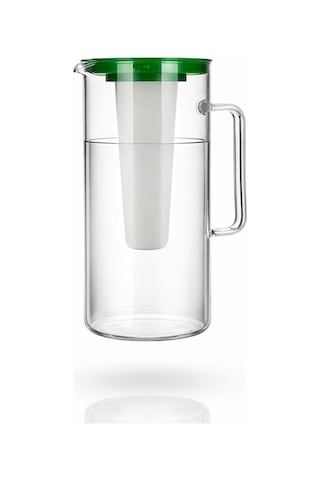 Borosilikat Cam Sürahi, 2,5 L, Buz Hazneli, Yeşil Kapaklı