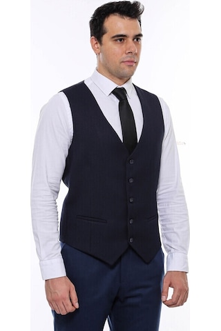 Wessi Lacivert Düz Slimfit Yelek 001