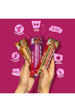 Yüksek Proteinli Meyve Bar Deneme Paketi 40 Gr X 12 Adet 3 Çeşit