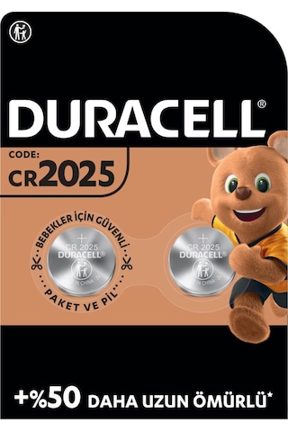 Duracell Özel 2025 Lityum Düğme Pil 3V 2'li Paket (DL2025/CR2025)