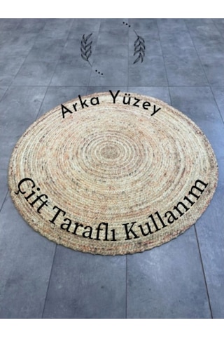 Jüt Yuvarlak Hasır Halı Yolluk Salon Oda Mutfak Halısı Ks-1001