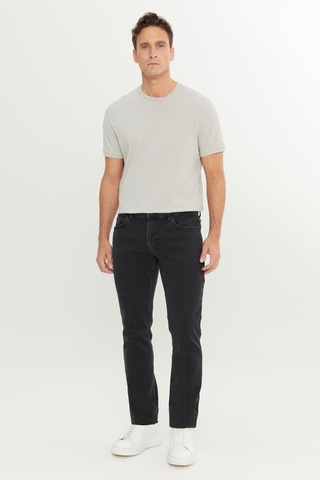 Erkek Sıyah Pamuklu Slim Fit 5 Cep Esnek Jean Denim Kot Pantolon Siyah