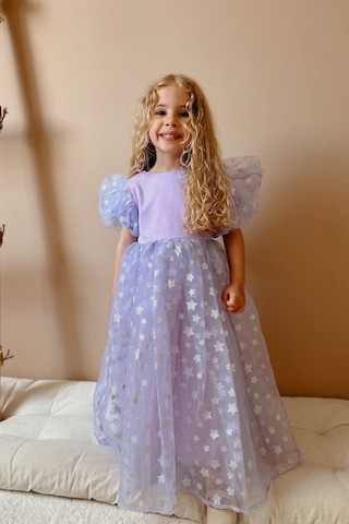 Le Mabelle Lila Yıldızlı Tül Etekli Kız Çocuk Elbise - Elsa Lila