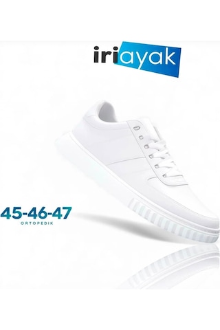 İriayak Büyük Numara Rahat Kalıp Erkek Günlük Ayakkabı Beyaz