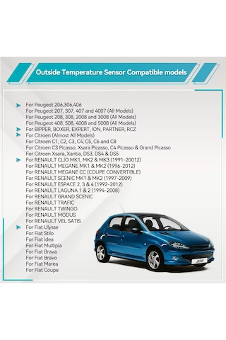 Renault Clio Megane Scenic Escape 2,3,4 Laguna 1,2 Trafic Twingo Modus Vel Satis Dış Isı Sensörü Sıcaklık Hava Sensörü Sıcaklık Sensörü
