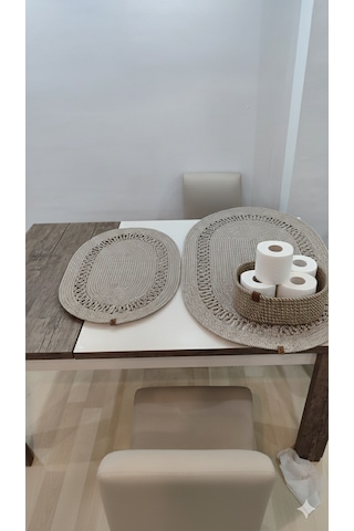 Üçlü Banyo Seti 2 Paspas- 1 Organizer Sepet Jüt İp Ekru - Hardal